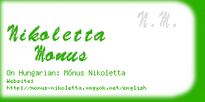 nikoletta monus business card